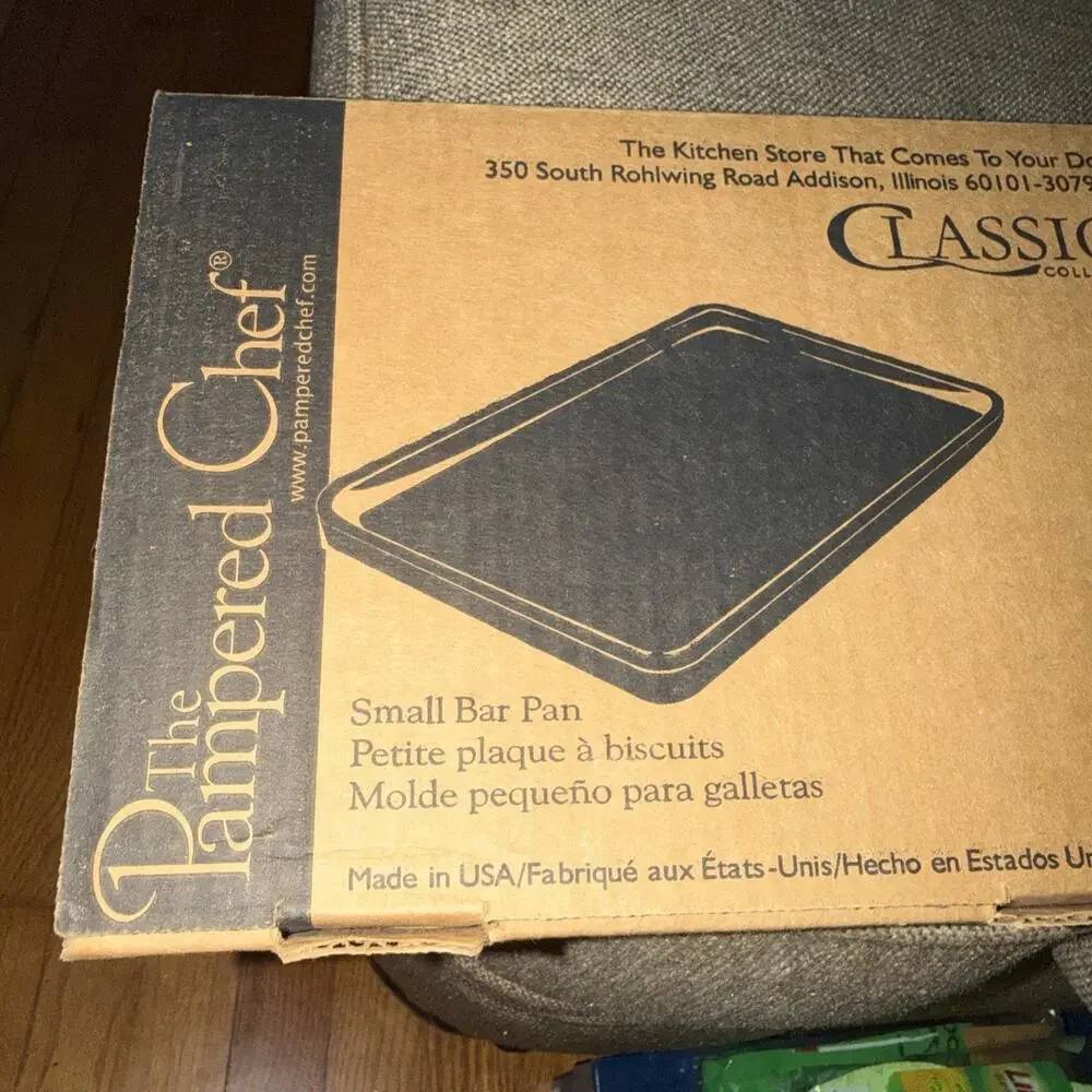 Pampered Chef 1448 Small Bar Pan Stoneware Baking Tray Beige 15x10 Rectangle NIB